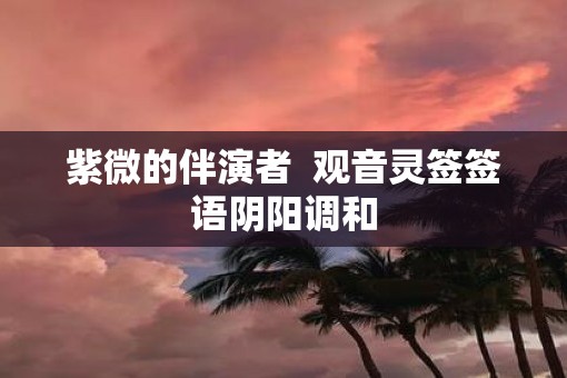 紫微的伴演者 观音灵签签语阴阳调和 紫微的伴演者 观音灵签签语阴阳调和