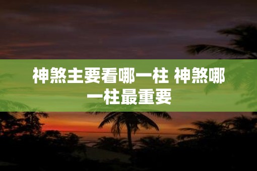 神煞主要看哪一柱 神煞哪一柱最重要 神煞主要看哪一柱 神煞哪一柱最重要