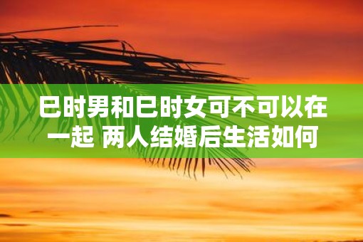 巳时男和巳时女可不可以在一起 两人结婚后生活如何