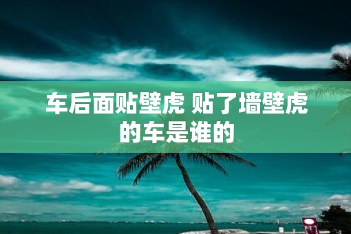 车后面贴壁虎 贴了墙壁虎的车是谁的 车后面贴壁虎 贴了墙壁虎的车是谁的