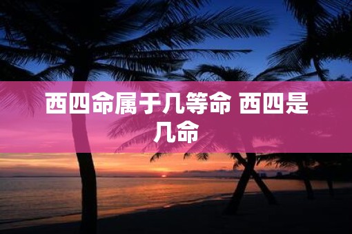 西四命属于几等命 西四是几命