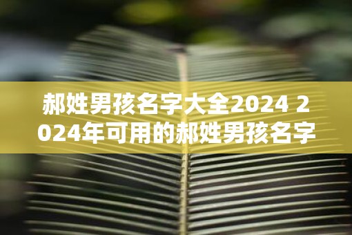 郝姓男孩名字大全2025 2025年可用的郝姓男孩名字有哪些