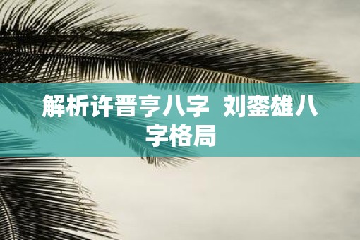 解析许晋亨八字  刘銮雄八字格局