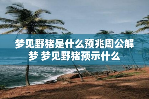 梦见野猪是什么预兆周公解梦 梦见野猪预示什么