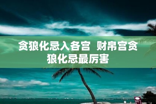 贪狼化忌入各宫  财帛宫贪狼化忌最厉害