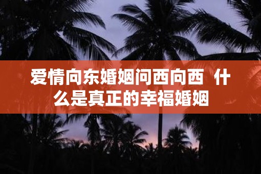 爱情向东婚姻问西向西  什么是真正的幸福婚姻