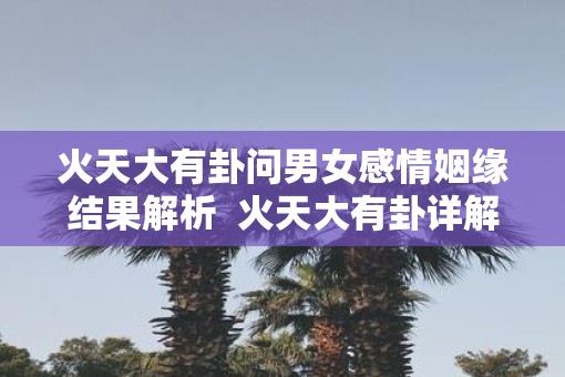 火天大有卦问男女感情姻缘结果解析  火天大有卦详解易安居吉祥网