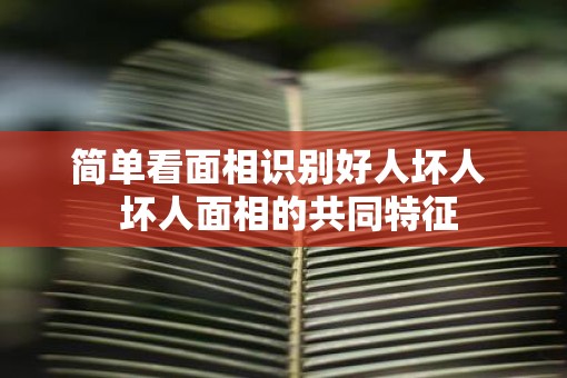 简单看面相识别好人坏人  坏人面相的共同特征