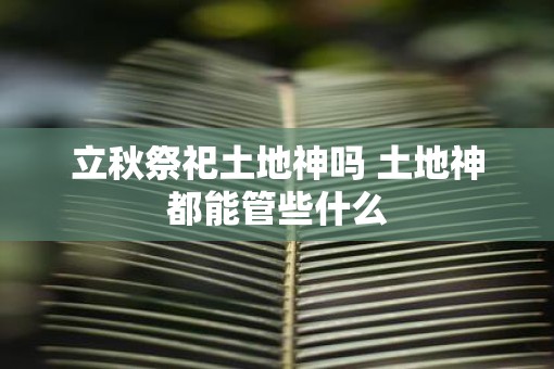 立秋祭祀土地神吗 土地神都能管些什么
