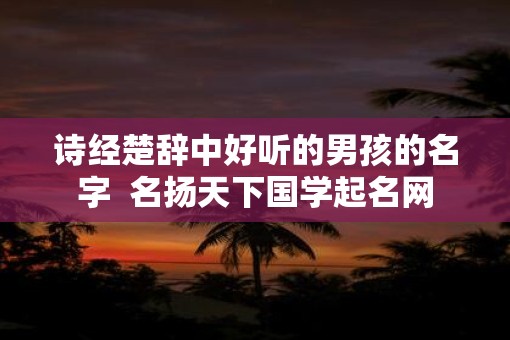 诗经楚辞中好听的男孩的名字  名扬天下国学起名网