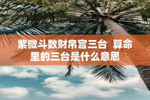 紫微斗数财帛宫三台  算命里的三台是什么意思