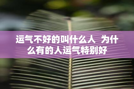 运气不好的叫什么人  为什么有的人运气特别好