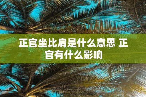 正官坐比肩是什么意思 正官有什么影响