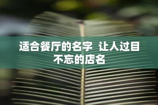 适合餐厅的名字  让人过目不忘的店名