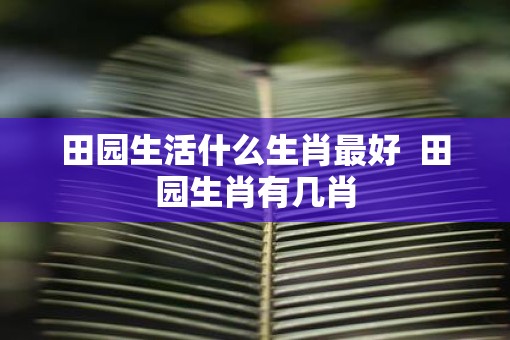 田园生活什么生肖最好  田园生肖有几肖