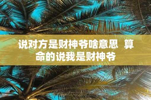 说对方是财神爷啥意思  算命的说我是财神爷