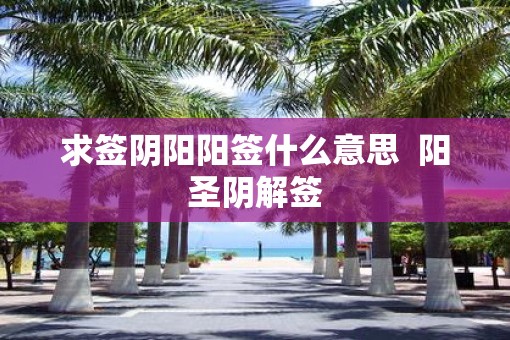 求签阴阳阳签什么意思  阳圣阴解签