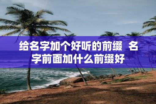 给名字加个好听的前缀  名字前面加什么前缀好