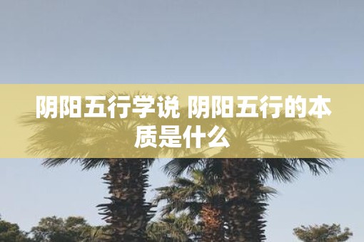 阴阳五行学说 阴阳五行的本质是什么