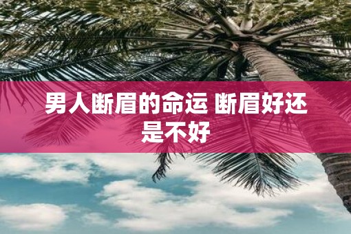 男人断眉的命运 断眉好还是不好