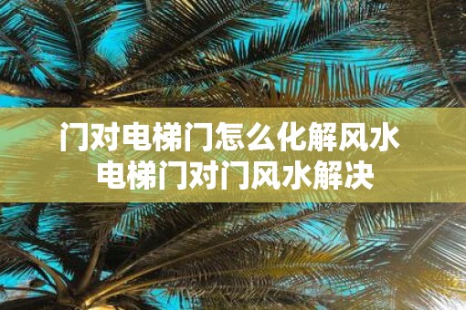 门对电梯门怎么化解风水 电梯门对门风水解决