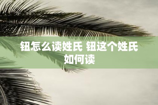 钮怎么读姓氏 钮这个姓氏如何读