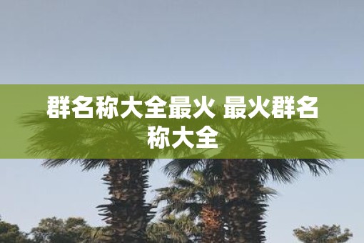 群名称大全最火 最火群名称大全