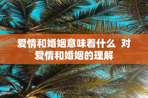 爱情和婚姻意味着什么  对爱情和婚姻的理解