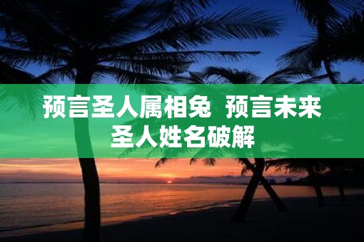 预言圣人属相兔  预言未来圣人姓名破解