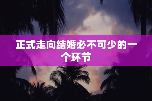 正式走向结婚必不可少的一个环节