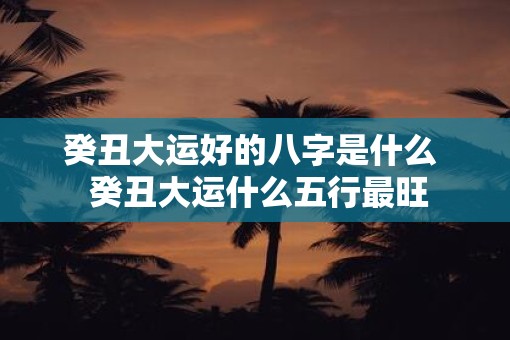 癸丑大运好的八字是什么  癸丑大运什么五行最旺