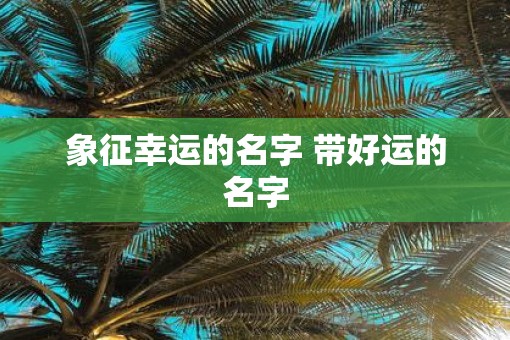 象征幸运的名字 带好运的名字