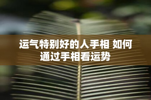 运气特别好的人手相 如何通过手相看运势