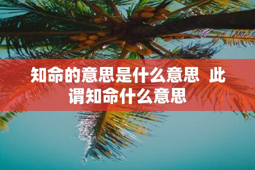 知命的意思是什么意思  此谓知命什么意思