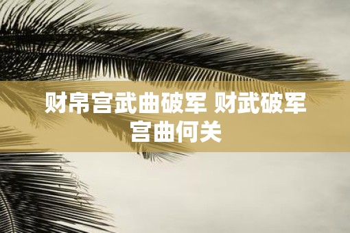 财帛宫武曲破军 财武破军宫曲何关
