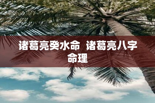 诸葛亮癸水命  诸葛亮八字命理