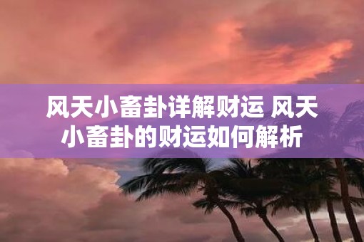 风天小畜卦详解财运 风天小畜卦的财运如何解析