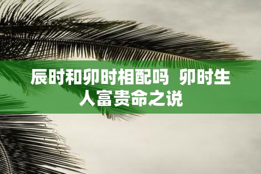辰时和卯时相配吗  卯时生人富贵命之说