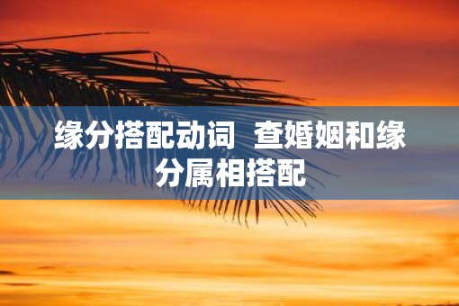 缘分搭配动词  查婚姻和缘分属相搭配