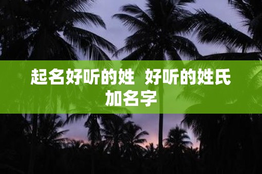 起名好听的姓  好听的姓氏加名字