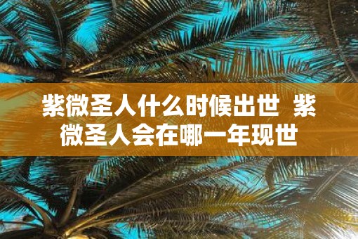 紫微圣人什么时候出世  紫微圣人会在哪一年现世