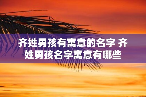 齐姓男孩有寓意的名字 齐姓男孩名字寓意有哪些