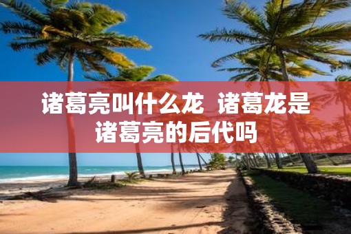 诸葛亮叫什么龙  诸葛龙是诸葛亮的后代吗