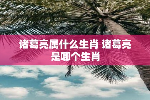 诸葛亮属什么生肖 诸葛亮是哪个生肖