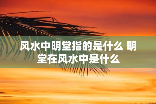 风水中明堂指的是什么 明堂在风水中是什么