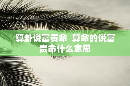 算卦说富贵命  算命的说富贵命什么意思