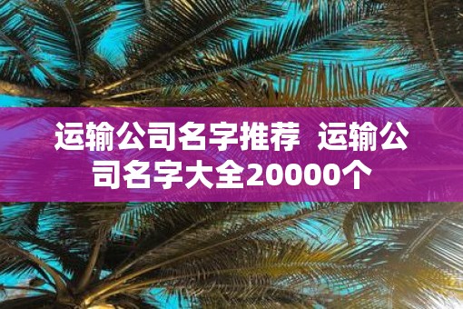 运输公司名字推荐  运输公司名字大全20000个