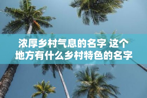浓厚乡村气息的名字 这个地方有什么乡村特色的名字