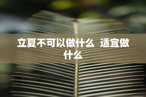 立夏不可以做什么  适宜做什么