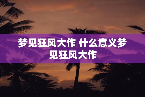 梦见狂风大作 什么意义梦见狂风大作